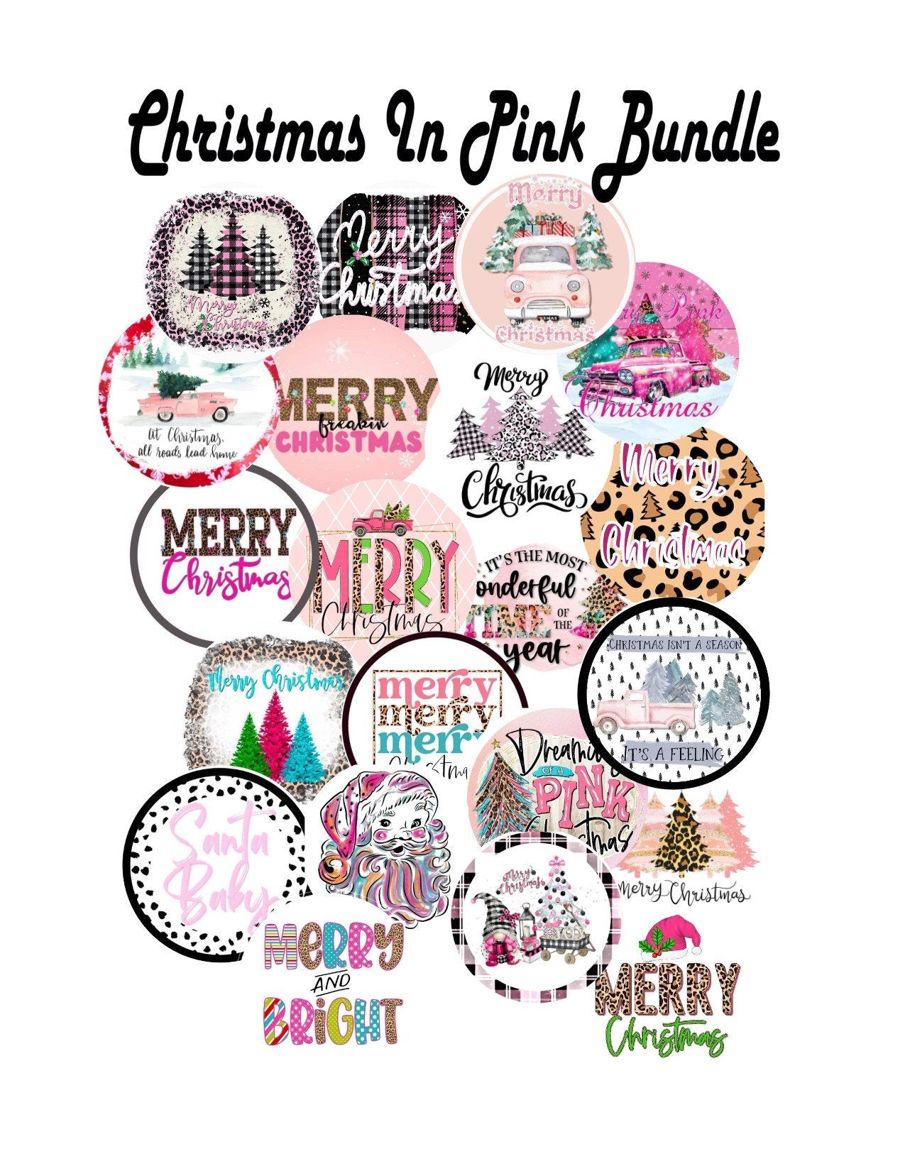 Christmas In Pink Bundle /  Cardstock Rounds Grab bag /Fresheners cardstock/ Cardstock / Embellishments