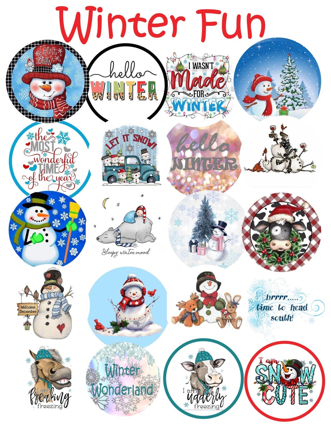 Winter FUN / Christmas Variety / Cardstock Rounds Grab bag /Fresheners cardstock/ Cardstock / Embellishments