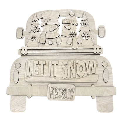 18" or 22" Let It Snow Snowman Truck Insert