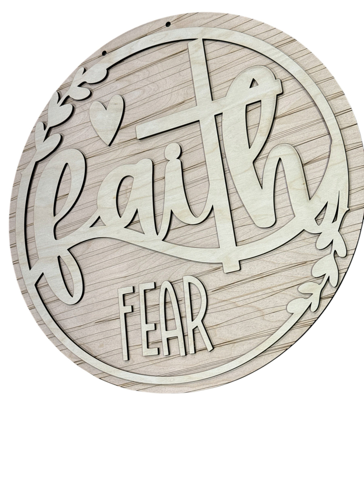 Faith and Fear with Heart Door Hanger Unfinished DIY