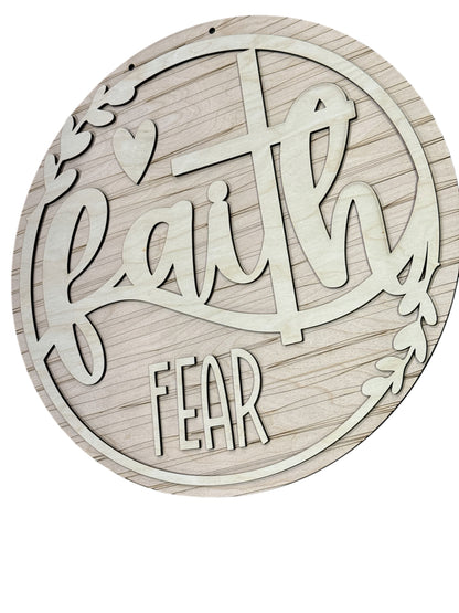 Faith and Fear with Heart Door Hanger Unfinished DIY