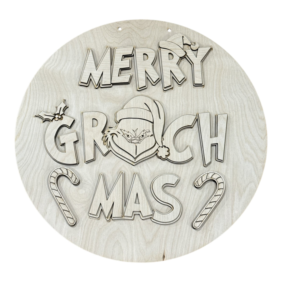 DIY Merry Grinchmas with Candy Cane Door Hanger, Unfinished