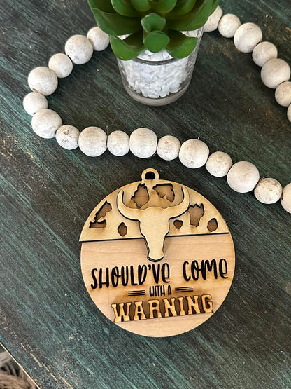 Unfinished DIY Car charms/Bogg bag Charm /  western car charms / Warning Western Charm / Cowboy car charm / Western Bogg bag car charm