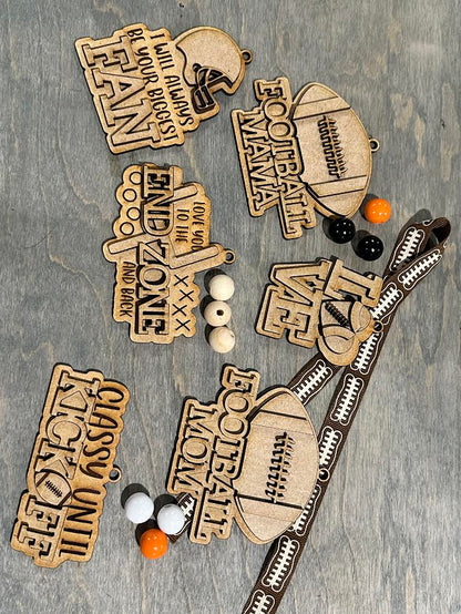 Sports Charms/ Football Charms Unfinished / Wooden Charms / Unfinished / DIY / Blank Charm