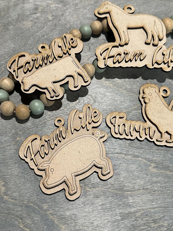 Farm Life / Farm Animals / Cows / Unfinished / Wooden Car Charms / Unfinished / DIY / Blank Charm