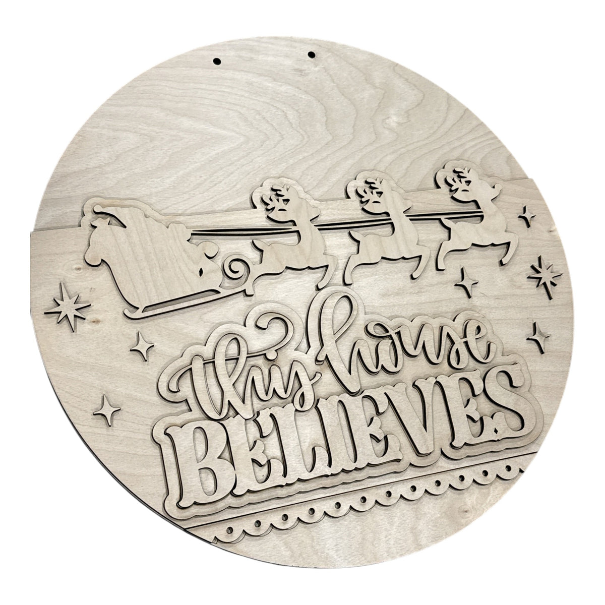 This House Believes with Reindeer Door Hanger Unfinished DIY