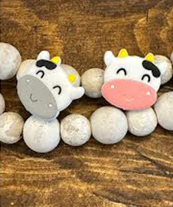 Cute pink nose / grey nose Cow Silicone Beads, Pink/Grey Cow Silicone Beads, Cow shape Loose Bead, Jewelry Making, DIY Keychain Beaded