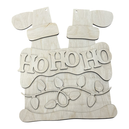 Ho Ho Ho Lights on Chimney Door Hanger Unfinished
