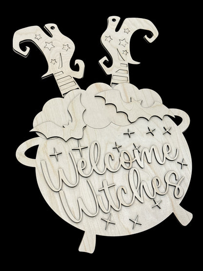 Welcome Witches Door Hanger Unfinished