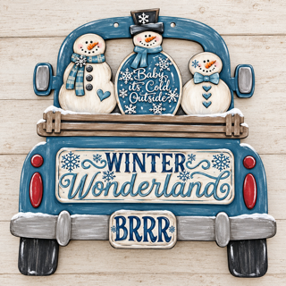 DIY 18" or 22" BRR Hello Winter Snowmen Truck