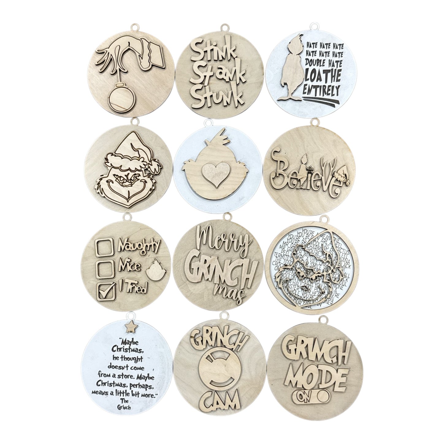 DIY Green Man Set of 12 Ornaments Unfinished