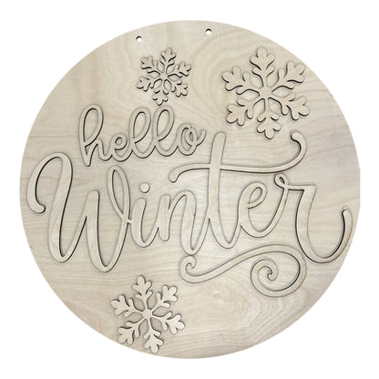 Hello Winter with Snowflakes Door Hanger DIY -