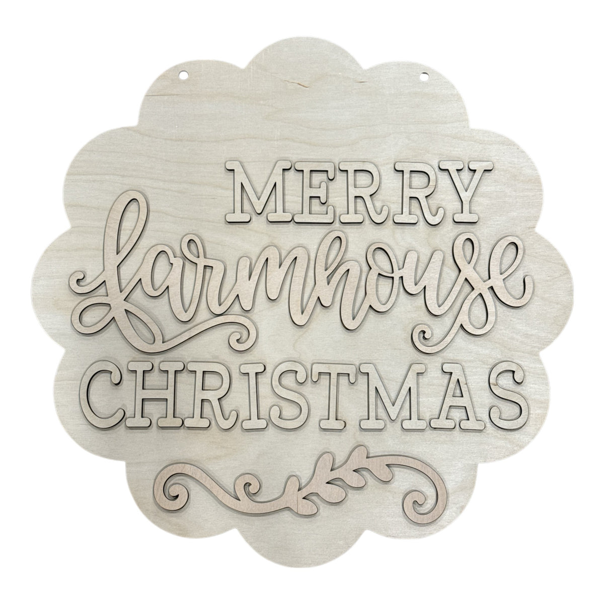 DIY Merry Farmhouse Christmas Scallop Door Hanger