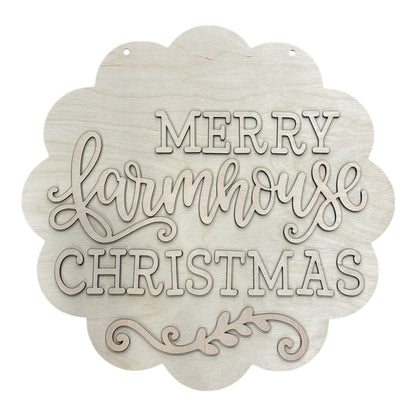 DIY Merry Farmhouse Christmas Scallop Door Hanger