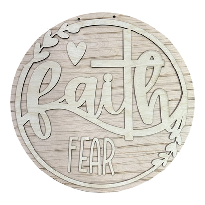 Faith and Fear with Heart Door Hanger Unfinished DIY