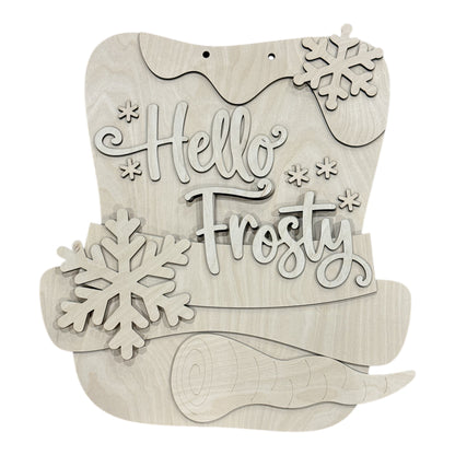 Hello Frosty Snowman Door Hanger Unfinished