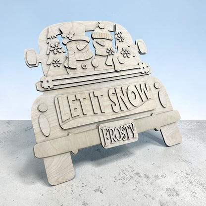 18" or 22" Let It Snow Snowman Truck Insert