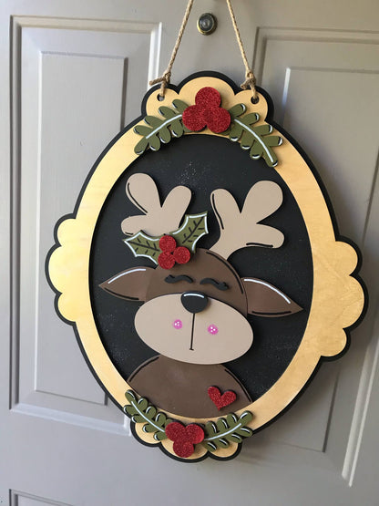 DIY Reindeer with Frame Door Hanger