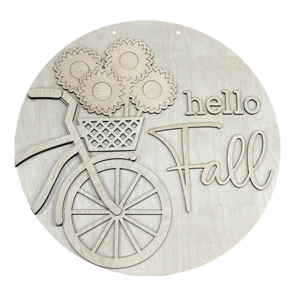 DIY Hello Fall Bike with Sunflowers Door Hanger