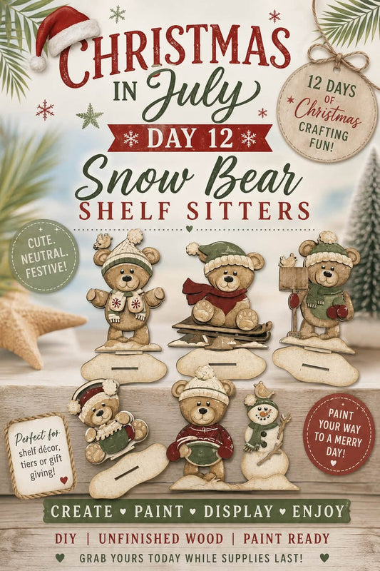 DIY DAY 12 Snow Bear Shelf Sitters