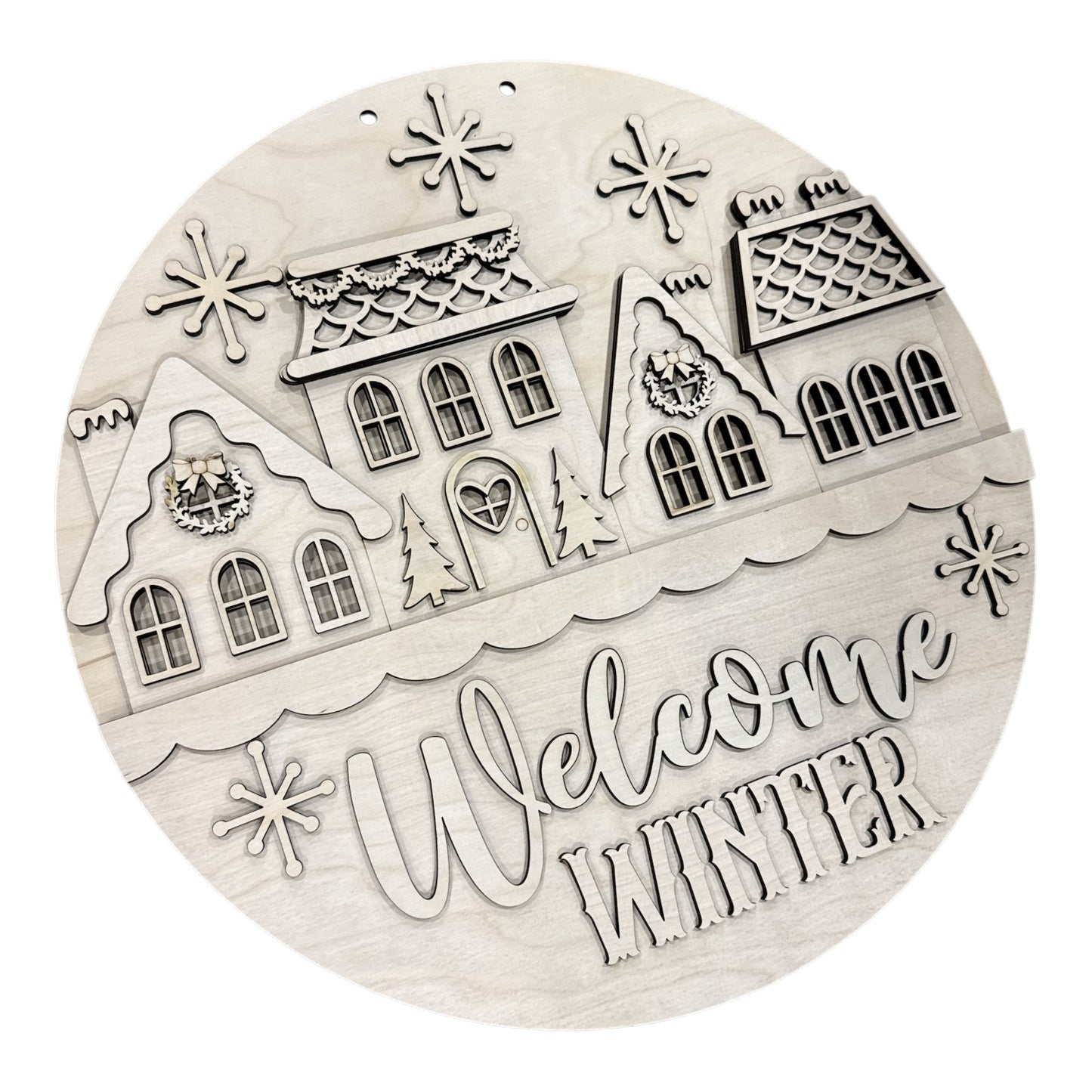 DIY Winter Welcome Victorian House Door Hanger