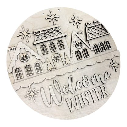 DIY Winter Welcome Victorian House Door Hanger