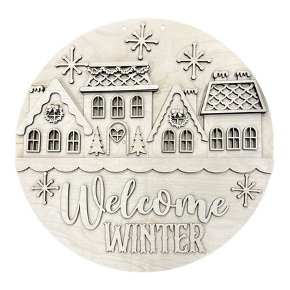 DIY Winter Welcome Victorian House Door Hanger