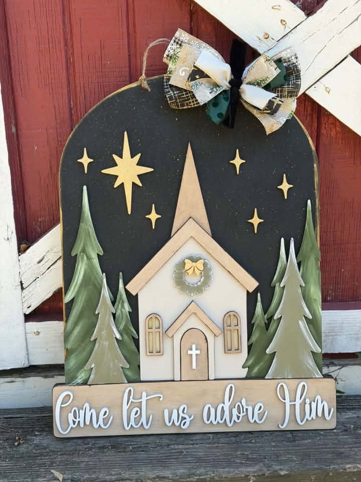 Come Let us Adore Him Arch Door Hanger DIY - DH