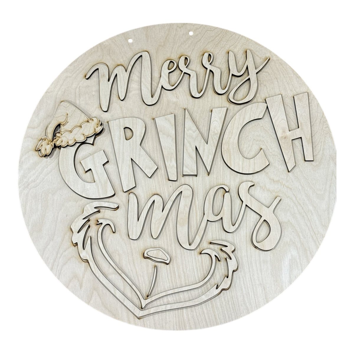 DIY Merry Grinchmas Face Door Hanger, Unfinished