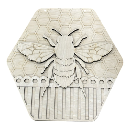 Honeycomb Bee Sign 3d Door Hanger, Unfinished Door Hanger