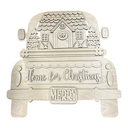 DIY 18" or 22" Gingerbread Home for the Holiday Truck Door Hanger