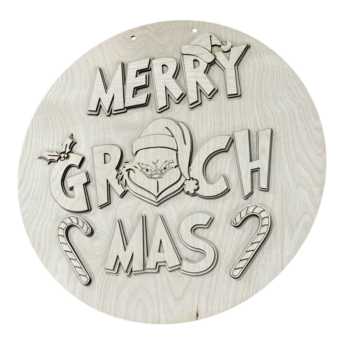 DIY Merry Grinchmas with Candy Cane Door Hanger, Unfinished