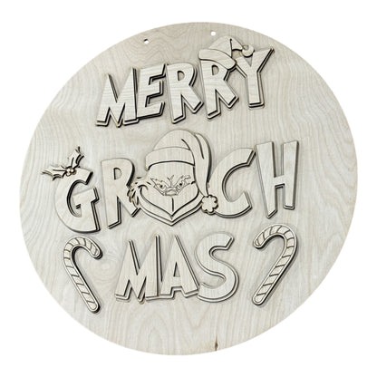 DIY Merry Grinchmas with Candy Cane Door Hanger, Unfinished