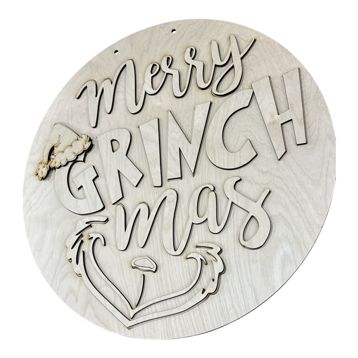 DIY Merry Grinchmas Face Door Hanger, Unfinished