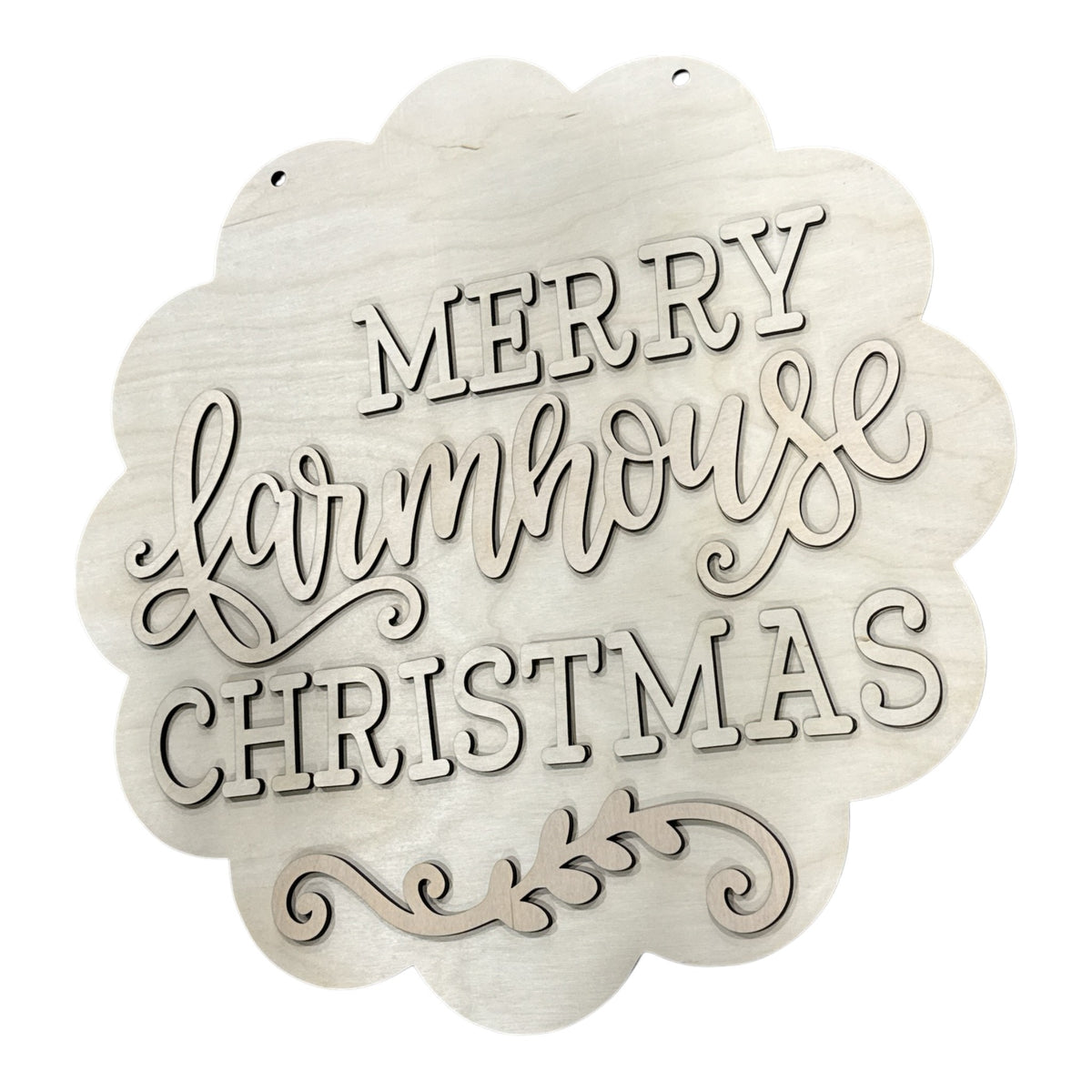 DIY Merry Farmhouse Christmas Scallop Door Hanger