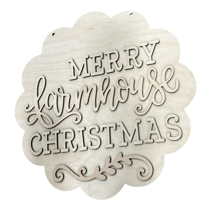 DIY Merry Farmhouse Christmas Scallop Door Hanger