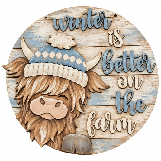 DIY  Winter is better on the farm Door Hanger