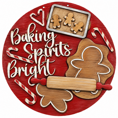 Baking Spirits Bright Gingerbread Door Hanger, Unfinished  Door Hanger