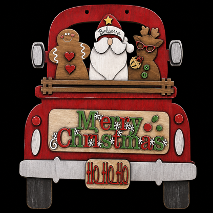 DIY 18" or 22" Merry Christmas Santa and Friends Truck Insert