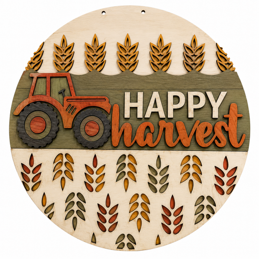 DIY Happy Harvest with Tractor Door Hanger