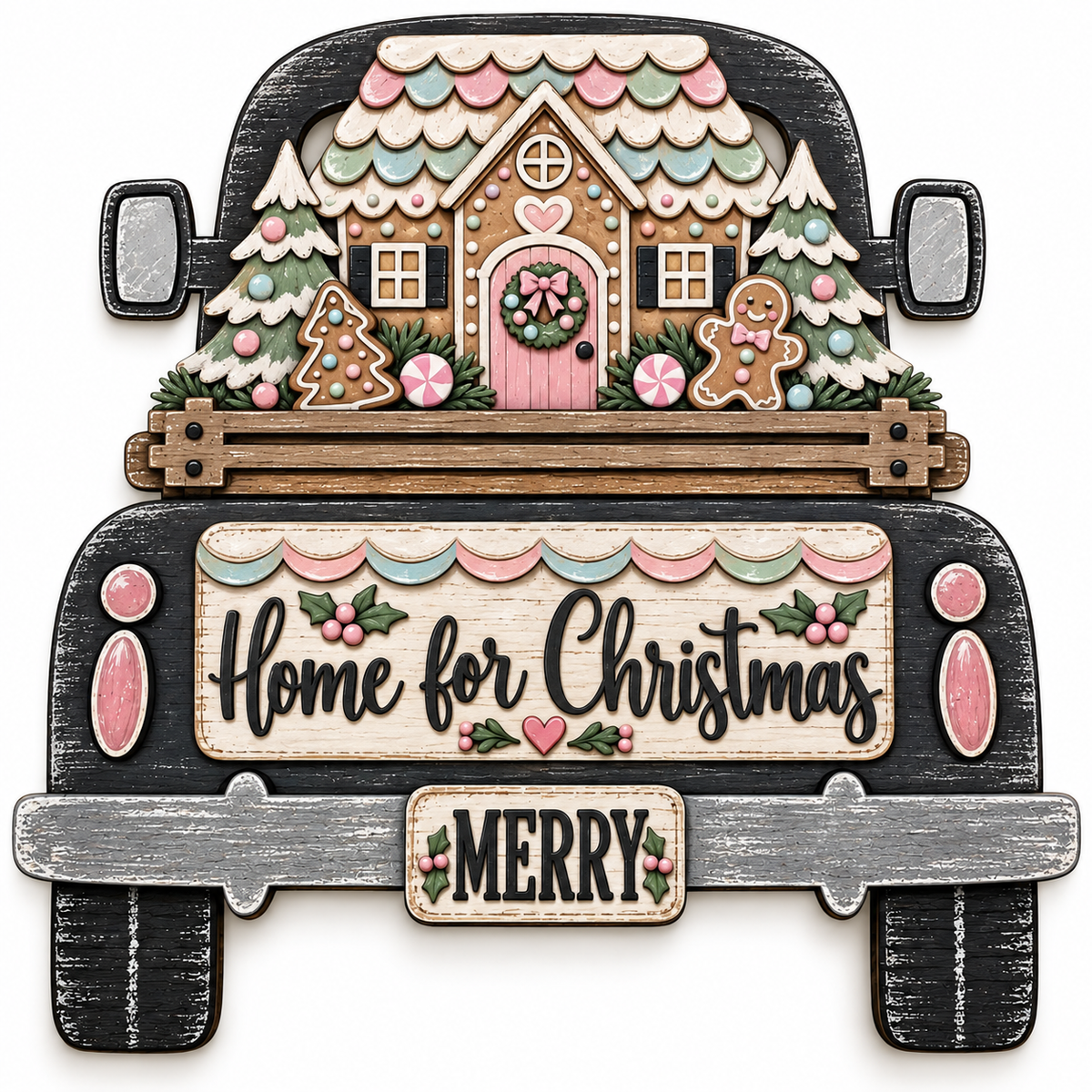 DIY 18" or 22" Gingerbread Home for the Holiday Truck Door Hanger