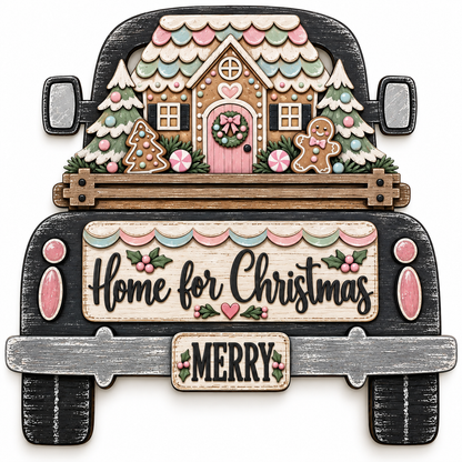DIY 18" or 22" Gingerbread Home for the Holiday Truck Door Hanger