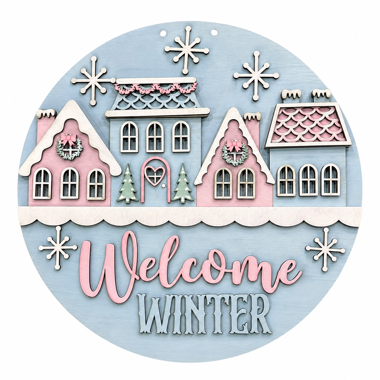 DIY Winter Welcome Victorian House Door Hanger