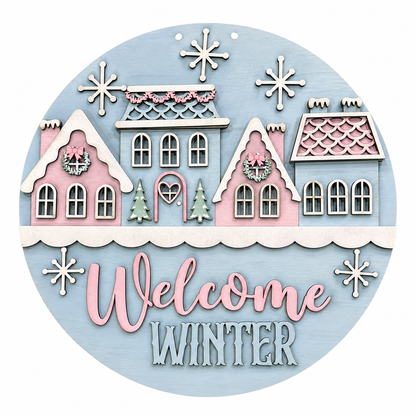 DIY Winter Welcome Victorian House Door Hanger