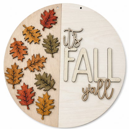 DIY It's Fall Y'all with Leaves Door Hanger, 3d Door Hanger, Unfinished Door Hanger, Fall