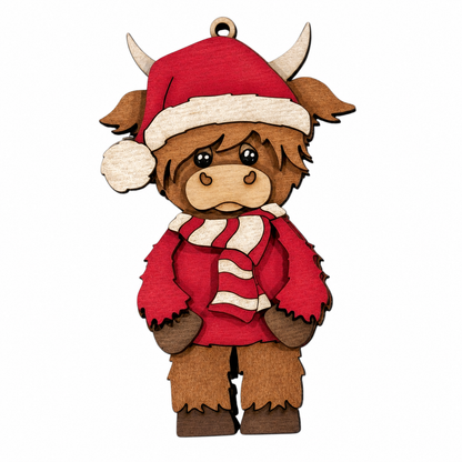 DIY Standing Highland Cow Santa Ornament