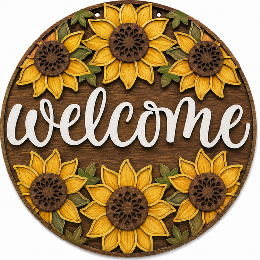 DIY Welcome Sunflower Door Hanger, 3d Door Hanger, Unfinished Door Hanger