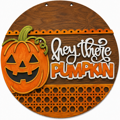 DIY Hey There Pumpkin with Jackolantern Door Hanger, 3d Door Hanger, Unfinished Door Hanger, Fall