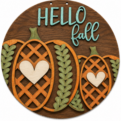 DIY Hello Fall Pumpkin Lattice Door Hanger, 3d Door Hanger, Unfinished Door Hanger