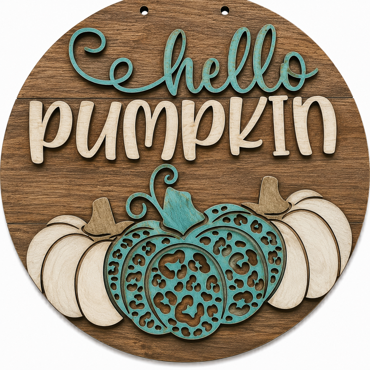 DIY Hello Pumpkin leopard Door Hanger, 3d Door Hanger, Unfinished Door Hanger